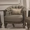 Casa Padrino Luxus Barock Wohnzimmer Set Grau / Gold - 2 Barock Sofas & 2 Barock Sessel & 1 Barock Couchtisch mit Glasplatte - Handgefertigte Luxus Wohnzimmer Möbel im Barockstil