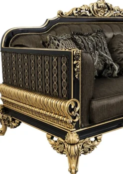 Casa Padrino Luxus Barock Wohnzimmer Set Grau / Schwarz / Gold - 2 Sofas & 2 Sessel & 1 Couchtisch - Prunkvolle Barock Wohnzimmer Möbel