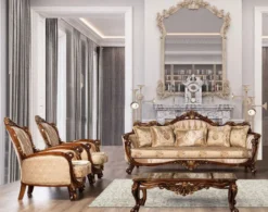 Casa Padrino Luxus Barock Wohnzimmer Sessel Beige / Braun / Gold - Prunkvoller Sessel mit elegantem Muster - Handgefertigte Barock Wohnzimmer Möbel
