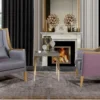 Casa Padrino Luxus Barock Wohnzimmer Sessel Rosa / Silber / Lila / Gold - Handgefertigter Barockstil Sessel mit elegantem Muster - Barock Wohnzimmer Möbel