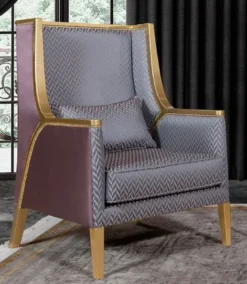 Casa Padrino Luxus Barock Wohnzimmer Sessel Rosa / Silber / Lila / Gold - Handgefertigter Barockstil Sessel mit elegantem Muster - Barock Wohnzimmer Möbel
