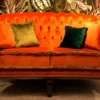 Casa Padrino Luxus Barock Wohnzimmer Sofa Orange / Braun - Handgefertigtes Barockstil Sofa - Prunkvolle Luxus Wohnzimmer Möbel im Barockstil - Barock Möbel