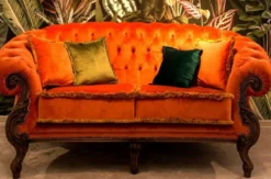 Casa Padrino Luxus Barock Wohnzimmer Sofa Orange / Braun - Handgefertigtes Barockstil Sofa - Prunkvolle Luxus Wohnzimmer Möbel im Barockstil - Barock Möbel