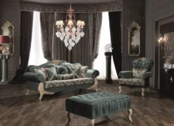Casa Padrino Luxus Barock Wohnzimmer Set Grün / Creme / Beige - 2 Sofas & 2 Sessel & 1 Couchtisch - Wohnzimmer Möbel im Barockstil - Edel & Prunkvoll