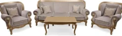 Casa Padrino Luxus Barock Wohnzimmer Sofa Grau / Gold - Handgefertigtes Barockstil Sofa - Prunkvolle Luxus Wohnzimmer Möbel im Barockstil - Barock Möbel