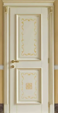 Casa Padrino Luxus Barock Wohnungstür Creme / Gold - Prunkvolle Massivholz Tür mit Rahmen - Luxus Möbel im Barockstil - Hotel Möbel - Barock Möbel - Luxus Qualität - Made in Italy