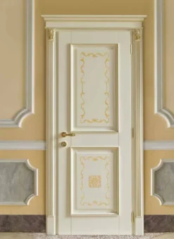 Casa Padrino Luxus Barock Wohnungstür Creme / Gold - Prunkvolle Massivholz Tür mit Rahmen - Luxus Möbel im Barockstil - Hotel Möbel - Barock Möbel - Luxus Qualität - Made in Italy