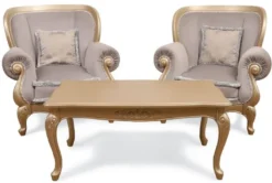 Casa Padrino Luxus Barock Wohnzimmer Sessel Grau / Gold - Handgefertigter Barockstil Sessel - Prunkvolle Luxus Wohnzimmer Möbel im Barockstil - Barock Möbel - Edel & Prunkvoll
