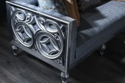 Casa Padrino Luxus Barock Wohnzimmer Set Blau / Beige / Silber - 2 Sofas & 2 Sessel & Couchtisch - Barock Wohnzimmermöbel
