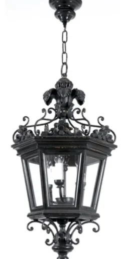 Casa Padrino Luxus Barock Wohnzimmer Hängeleuchte Antik Schwarz Ø 33 x H. 63 cm - Handgefertigte Barockstil Pendelleuchte - Luxus Qualität - Made in Italy - Edel & Prunkvoll
