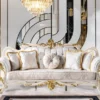 Casa Padrino Luxus Barock Wohnzimmer Set Weiß / Braun / Weiß / Beige / Gold - 2 Barock Sofas & 2 Barock Sessel & 1 Barock Couchtisch - Luxus Wohnzimmer Möbel im Barockstil - Barock Möbel