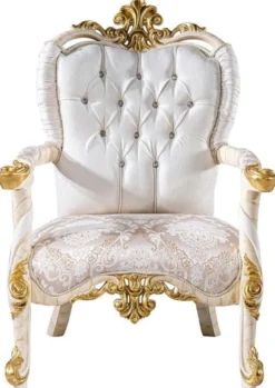 Casa Padrino Luxus Barock Wohnzimmer Set Weiß / Braun / Weiß / Beige / Gold - 2 Barock Sofas & 2 Barock Sessel & 1 Barock Couchtisch - Luxus Wohnzimmer Möbel im Barockstil - Barock Möbel