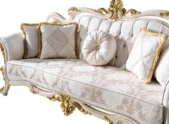 Casa Padrino Luxus Barock Wohnzimmer Set Weiß / Braun / Weiß / Beige / Gold - 2 Barock Sofas & 2 Barock Sessel & 1 Barock Couchtisch - Luxus Wohnzimmer Möbel im Barockstil - Barock Möbel
