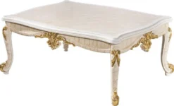 Casa Padrino Luxus Barock Wohnzimmer Set Weiß / Braun / Weiß / Beige / Gold - 2 Barock Sofas & 2 Barock Sessel & 1 Barock Couchtisch - Luxus Wohnzimmer Möbel im Barockstil - Barock Möbel