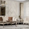 Casa Padrino Luxus Barock Wohnzimmer Sessel Creme / Silber / Antik Silber - Handgefertigter Barockstil Sessel mit dekorativem Kissen - Luxus Wohnzimmer Möbel im Barockstil - Barock Möbel
