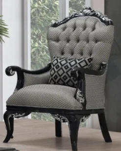 Casa Padrino Luxus Barock Wohnzimmer Set Silber / Schwarz - 2 Sofas & 2 Sessel & 1 Couchtisch - Handgefertigte Barock Wohnzimmer Möbel - Edel & Prunkvoll