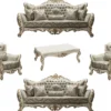 Casa Padrino Luxus Barock Wohnzimmer Set Grau / Weiß / Gold - 2 Sofas & 2 Sessel & 1 Couchtisch - Barockstil Möbel - Edel & Prunkvoll