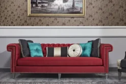 Casa Padrino Luxus Barock Wohnzimmer Set Rot / Schwarz / Gold / Silber - 2 Sofas & 2 Sessel & 1 Couchtisch & 1 Beistelltisch - Barock Wohnzimmermöbel
