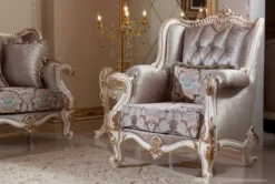 Casa Padrino Luxus Barock Wohnzimmer Möbel Set Braun / Weiß / Gold