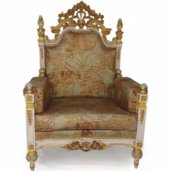 Casa Padrino Luxus Barock Wohnzimmer Sessel Grau / Hellblau / Gold - Made in Italy