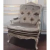 Casa Padrino Luxus Barock Wohnzimmer Sessel mit Glitzersteinen Grau - Made in Italy