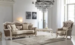 Casa Padrino Luxus Barock Wohnzimmer Sessel mit dekorativem Kissen Braun / Beige / Weiß / Gold 97 x 90 x H. 120 cm - Edle Barock Wohnzimmer Möbel