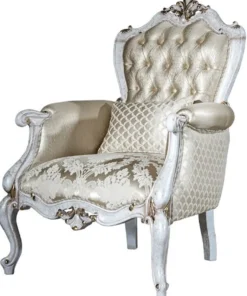 Casa Padrino Luxus Barock Wohnzimmer Set Gold Muster / Antik Weiß / Gold - 2 Sofas & 2 Sessel & 1 Couchtisch - Wohnzimmer Möbel im Barockstil - Edel & Prunkvoll
