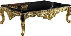 Casa Padrino Luxus Barock Wohnzimmer Set Braun / Schwarz / Gold - 2 Sofas & 2 Sessel & 1 Couchtisch - Prunkvolle Wohnzimmer Möbel im Barockstil