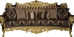 Casa Padrino Luxus Barock Wohnzimmer Set Braun / Schwarz / Gold - 2 Sofas & 2 Sessel & 1 Couchtisch - Prunkvolle Wohnzimmer Möbel im Barockstil