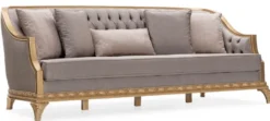 Casa Padrino Luxus Barock Wohnzimmer Set Grau / Braun / Gold - 2 Sofas & 2 Sessel & 1 Couchtisch & 2 Beistelltische - Handgefertigte Luxus Wohnzimmer Möbel im Barockstil - Edel & Prunkvoll
