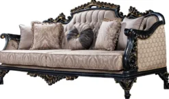 Casa Padrino Luxus Barock Wohnzimmer Set Grau / Blau / Gold - 2 Barock Sofas & 2 Barock Sessel & 1 Barock Couchtisch - Luxus Wohnzimmer Möbel im Barockstil - Barock Möbel - Edel & Prunkvoll
