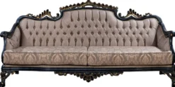 Casa Padrino Luxus Barock Wohnzimmer Set Grau / Blau / Gold - 2 Barock Sofas & 2 Barock Sessel & 1 Barock Couchtisch - Luxus Wohnzimmer Möbel im Barockstil - Barock Möbel - Edel & Prunkvoll