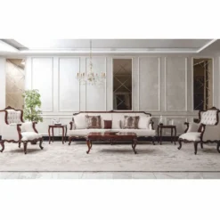 Casa Padrino Luxus Barock Wohnzimmer Sofa Weiß / Dunkelbraun 260 cm - Barock Möbel