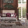 Casa Padrino Luxus Barock Wohnzimmer Set Purpur / Creme / Gold - 2 Sofas & 2 Sessel & 1 Couchtisch - Prunkvolle Möbel im Barockstil