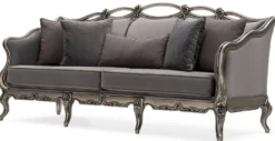 Casa Padrino Luxus Barock Wohnzimmer Set Grau / Silber - 2 Barock Sofas & 2 Barock Sessel & 1 Barock Couchtisch - Handgefertigte Wohnzimmer Möbel im Barockstil - Edel & Prunkvoll