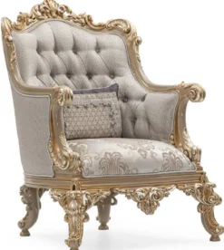 Casa Padrino Luxus Barock Wohnzimmer Set Silber / Grau / Gold - 2 Barock Sofas & 2 Barock Sessel & 1 Barock Couchtisch - Handgefertigte Wohnzimmer Möbel im Barockstil - Edel & Prunkvoll