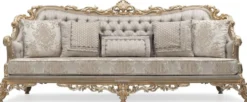 Casa Padrino Luxus Barock Wohnzimmer Set Silber / Grau / Gold - 2 Barock Sofas & 2 Barock Sessel & 1 Barock Couchtisch - Handgefertigte Wohnzimmer Möbel im Barockstil - Edel & Prunkvoll