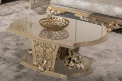 Casa Padrino Luxus Barock Wohnzimmer Set Silber / Grau / Gold - 2 Barock Sofas & 2 Barock Sessel & 1 Barock Couchtisch - Handgefertigte Wohnzimmer Möbel im Barockstil - Edel & Prunkvoll