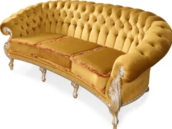 Casa Padrino Luxus Barock Wohnzimmer Sofa Gold / Braun / Silber - Handgefertigtes Barockstil Sofa - Prunkvolle Luxus Wohnzimmer Möbel im Barockstil - Barock Möbel