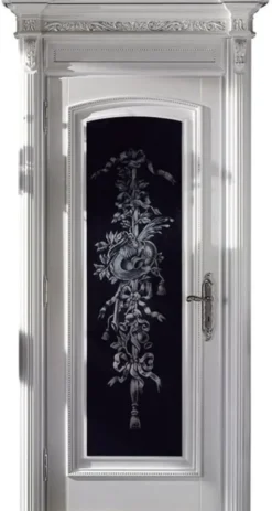 Casa Padrino Luxus Barock Wohnungstür Weiß / Schwarz / Silber 126 cm - Made in Italy