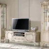 Casa Padrino Luxus Barock Wohnzimmer Set Cremefarben / Silber - 1 Barock TV Schrank & 2 Barock Vitrinen - Barock Wohnzimmer & Hotel Möbel - Luxus Qualität - Made in Italy