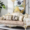 Casa Padrino Luxus Barock Wohnzimmer Set Gold / Silber / Braun / Weiß / Gold - 2 Barock Sofas & 2 Barock Sessel & 1 Barock Couchtisch - Luxus Wohnzimmer Möbel im Barockstil - Barock Möbel