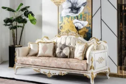 Casa Padrino Luxus Barock Wohnzimmer Set Gold / Silber / Braun / Weiß / Gold - 2 Barock Sofas & 2 Barock Sessel & 1 Barock Couchtisch - Luxus Wohnzimmer Möbel im Barockstil - Barock Möbel