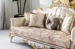 Casa Padrino Luxus Barock Wohnzimmer Set Gold / Silber / Braun / Weiß / Gold - 2 Barock Sofas & 2 Barock Sessel & 1 Barock Couchtisch - Luxus Wohnzimmer Möbel im Barockstil - Barock Möbel