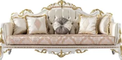Casa Padrino Luxus Barock Wohnzimmer Set Gold / Silber / Braun / Weiß / Gold - 2 Barock Sofas & 2 Barock Sessel & 1 Barock Couchtisch - Luxus Wohnzimmer Möbel im Barockstil - Barock Möbel