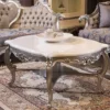 Casa Padrino Luxus Barock Wohnzimmer Set Grau / Blau / Silber - 2 Barock Sofas & 2 Barock Sessel & 1 Barock Couchtisch - Wohnzimmer Möbel im Barockstil - Barock Möbel - Barock Einrichtung