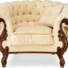 Casa Padrino Luxus Barock Wohnzimmer Sessel Creme / Braun - Handgefertigter Barockstil Sessel - Prunkvolle Luxus Wohnzimmer Möbel im Barockstil - Barock Möbel - Edel & Prunkvoll