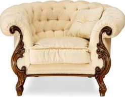 Casa Padrino Luxus Barock Wohnzimmer Sessel Creme / Braun - Handgefertigter Barockstil Sessel - Prunkvolle Luxus Wohnzimmer Möbel im Barockstil - Barock Möbel - Edel & Prunkvoll