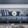 Casa Padrino Luxus Barock Wohnzimmer Set Dunkelblau / Hellblau / Silber - Sofa & 2 Sessel & Couchtisch - Barock Wohnzimmermöbel