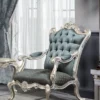 Casa Padrino Luxus Barock Wohnzimmer Set - 1 Chesterfield Sofa & 1 Chesterfield Thron Sessel & 1 Beistelltisch - Barock Wohnzimmermöbel